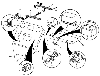 Relays, Switches, Circuit Breaker And Wiring-Instrmnt Pnl And Btt Diagram and Parts List for 1105 0350039U-135292100-135292399-136292100 Cub Cadet Lawn Tractor